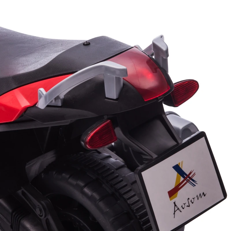 Aosom 6V Kids Motorcycle Dirt Bike Electric Battery-Powered Ride-On Toy Off-road Street Bike for Children with Rechargeable Battery, Pedal, Horn, Headlights, and Training Wheels for Balance Red