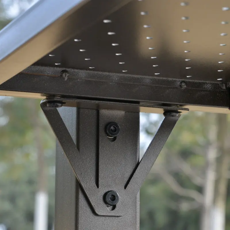 Outsunny 8'x5' BBQ Grill Gazebo with 2 Side Shelves, Outdoor Double Tiered Interlaced Polycarbonate Roof with Steel Frame, Brown