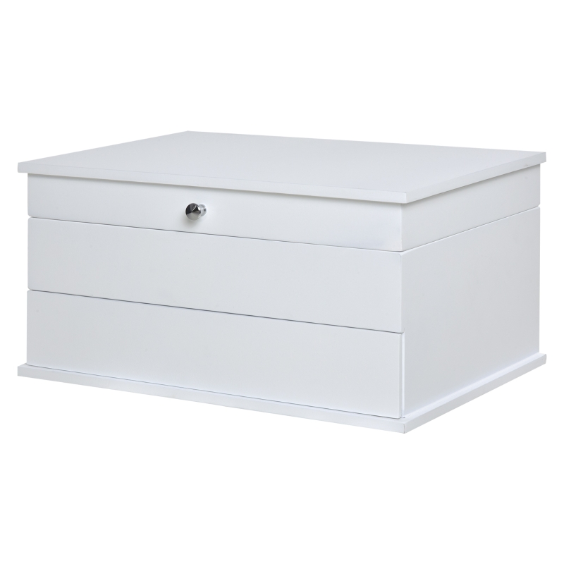 HOMCOM 3-Tier Jewelry Box Organizer with Glass Mirror and 6 Slots for Beauty Accessories, Costume Jewelry, White