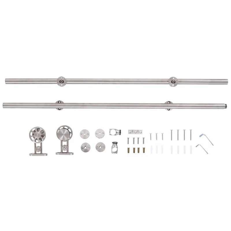 HOMCOM 6.6ft Stainless Steel Sliding Barn Door Hardware Kit Provides Smooth and Quiet Operation, 39" Wide Door