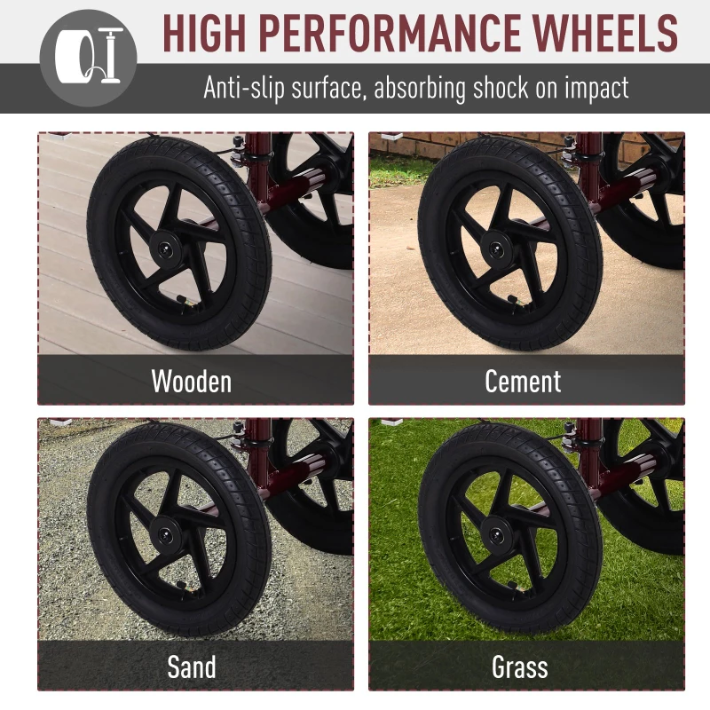 HOMCOM Knee Scooter for Foot Injuries in Adults with Basket Storage, Portable Folding Knee Walker Mobility Scooter for Medical Rehabilitation & Injuries, Red