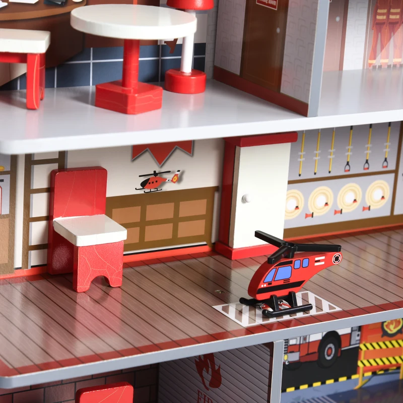 Qaba Kids Play Set 2 in 1 Multifunction Kitchen and Doll House with Realistic Function