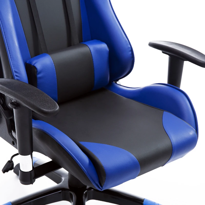 HOMCOM Gaming Chair Ergonomic Racing Style Recliner, High Back PU Padded Leather Adjustable Gamer Recliner Home Office, Blue/Black