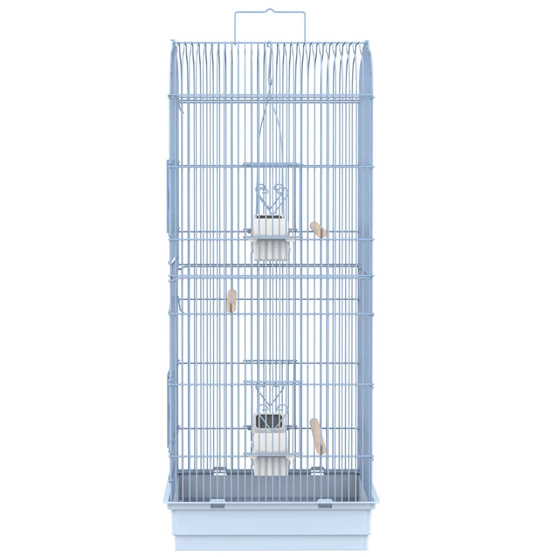 PawHut 36" Bird Cage Macaw Play House Cockatoo Parrot Finch Flight Cage 2 Doors Perch 4 Feeder Pet Supplies White