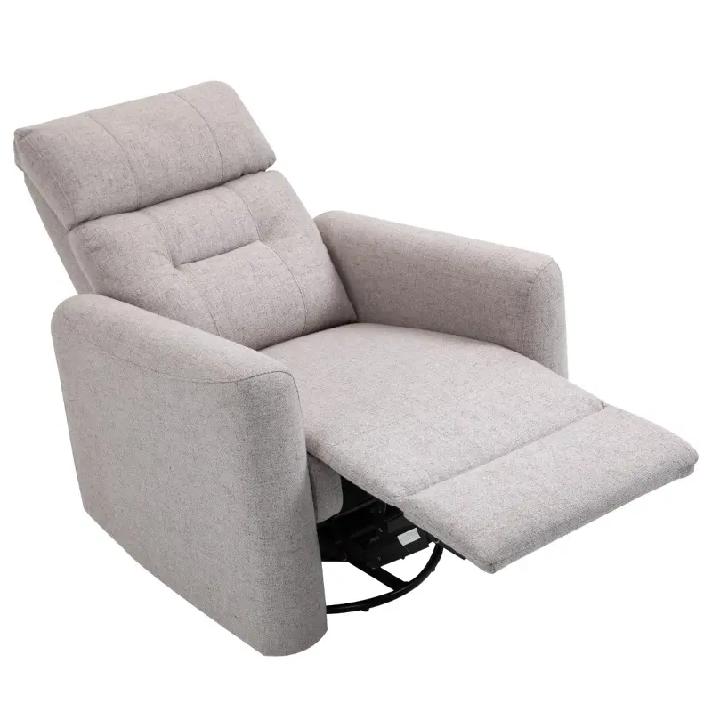 HOMCOM Manual Recliner Swivel Rocker Chair Theater Chair Single Sofa with Linen Fabric for Living Room Bedroom, Beige