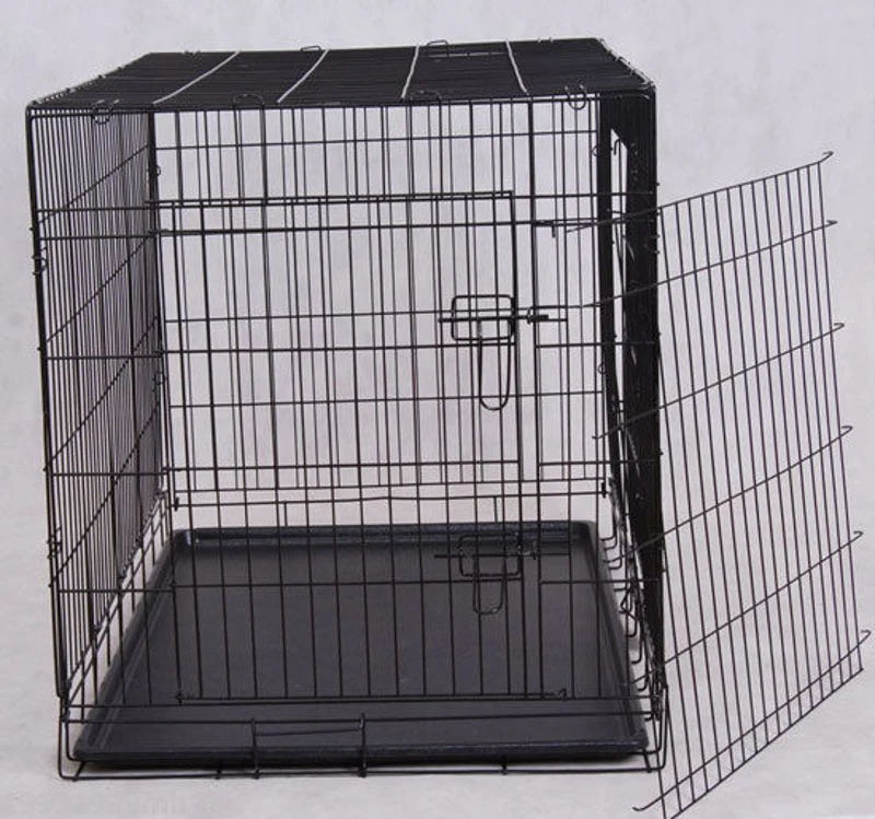 PawHut 36-inch Two Door Folding Metal Dog Crate Cage Kennel with Divider