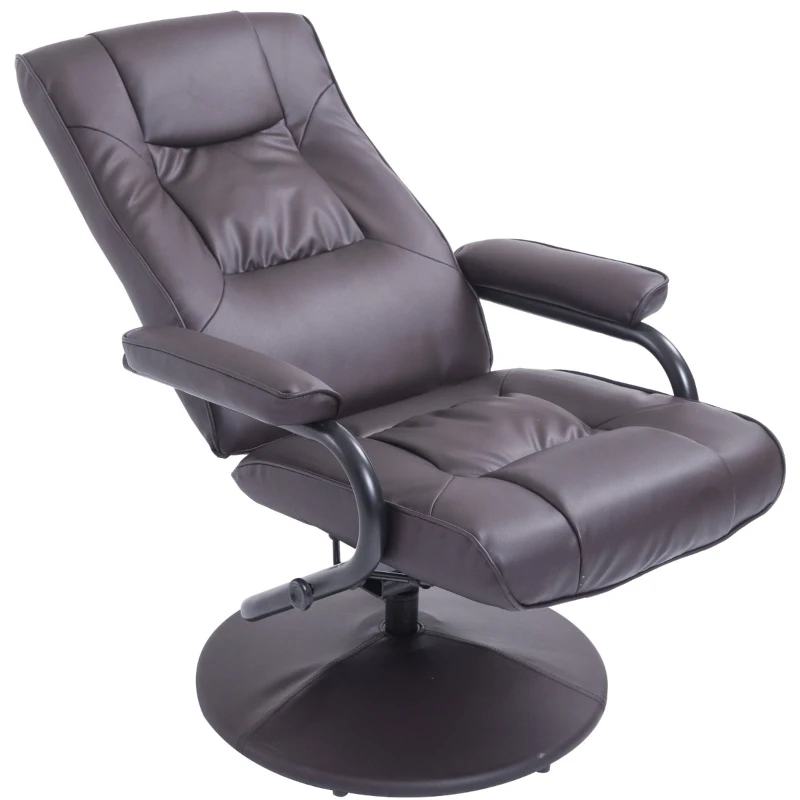 HomCom Ergonomic Faux Leather Lounge Armchair Recliner And Ottoman Set - Dark Brown