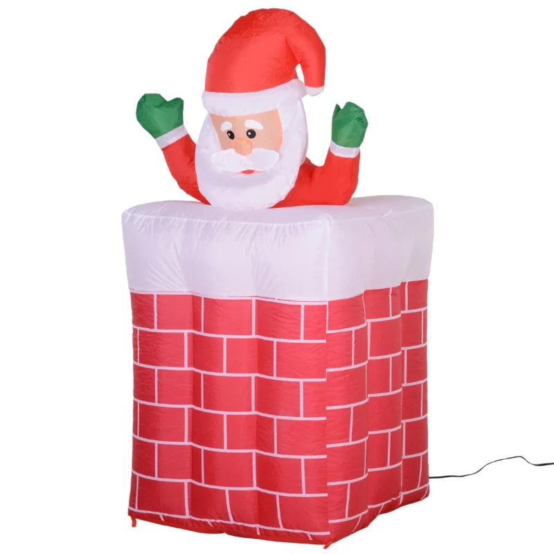 HomCom 6' Tall Outdoor Animated Inflatable Christmas Lawn Decoration - Santa in a Chimney