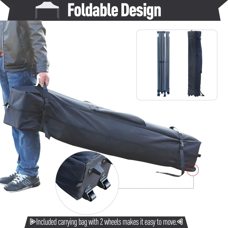 Outsunny 10' x 20' Pop Up Canopy Tent, Instant Sun Shelter, Tents for Parties, Height Adjustable, with Wheeled Carry Bag, for Outdoor, Garden, Patio, Gray