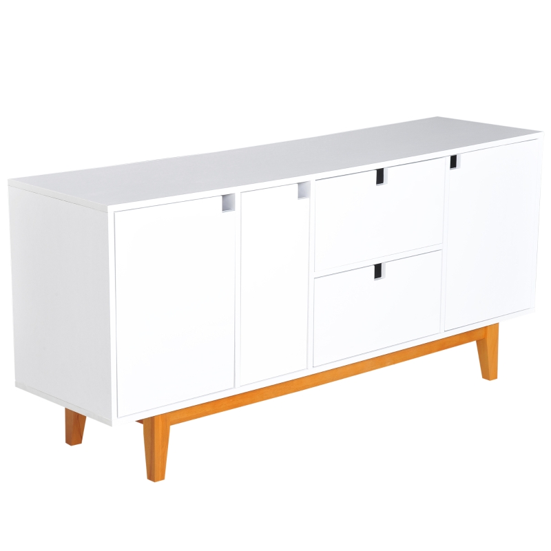 HOMCOM 57" Two Tone Contemporary Sideboard Buffet Table Storage Cabinet - White