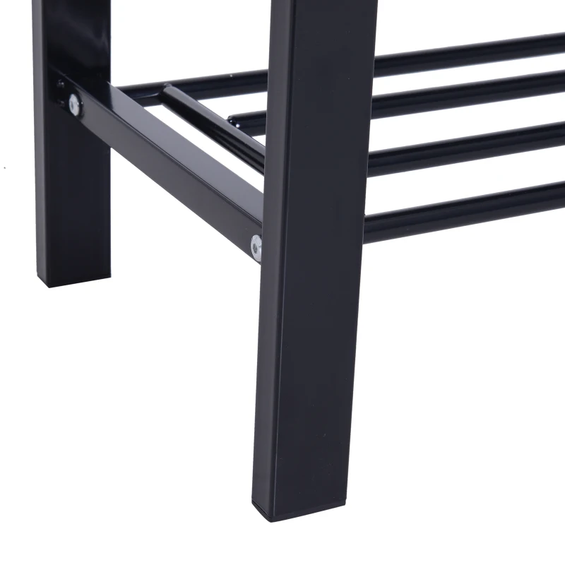 HOMCOM Hallway Shoe Bench with 2 Tier Shoe Rack Holder Entryway Shoe Storage Shelf Unit with Padded Seat Black