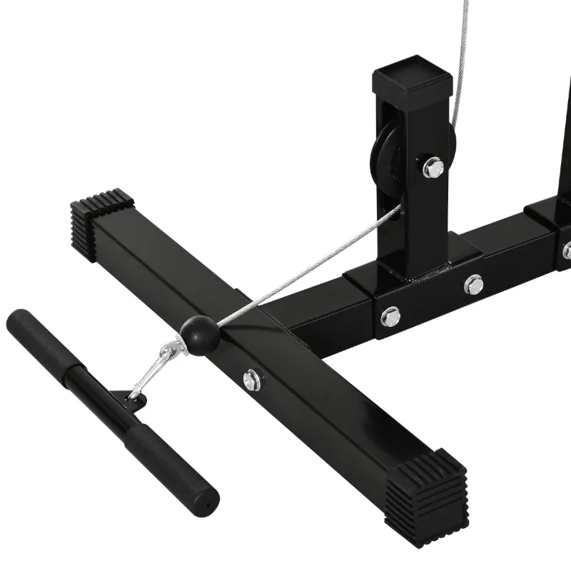 Soozier Power Rack Exercise Pulldown Weight Machine with 5 Adjustable Cable Positions for Strengthening Many Muscle Groups Home Gym, 41" x 47" x 71"