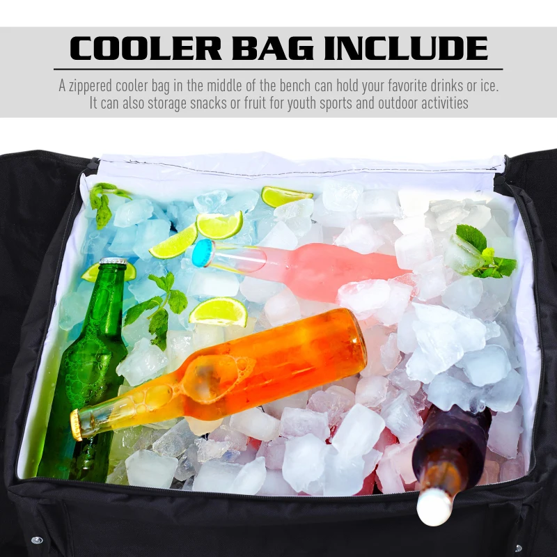 Outsunny 6-Person Folding Camping Bench Chair Sport Seat Folding Cooler Bag w/ Carrying Case