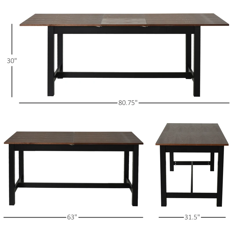 HomCom Expandable Folding Kitchen Dining Table with Elegant Natural Wood Design & Sturdy Construction - Walnut