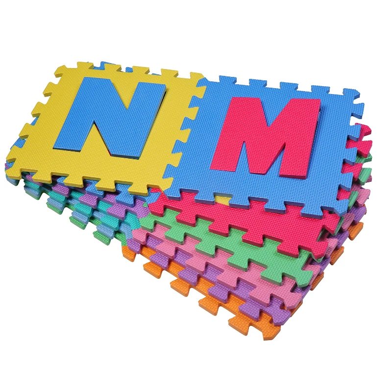 HOMCOM 33.6Sqft Number Alphabet EVA Puzzle Mat Interlocking Floor Mat Children Kids Toddler Play Foam with Certifications – 36 Pieces