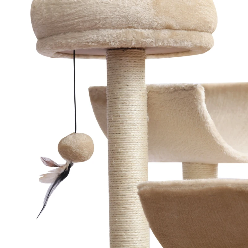 PawHut 41" Multi-Level Large Cat Tree Scratcher Perch Tunnel w/ Dangling Ball