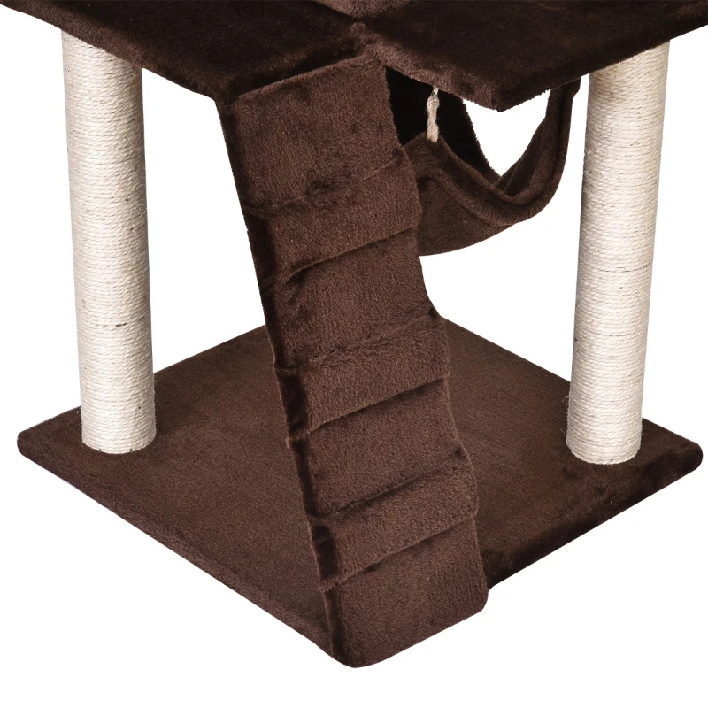 PawHut 51”H Cat Tree Scratching Multi-level Tower Kitten Condo Play House Brown