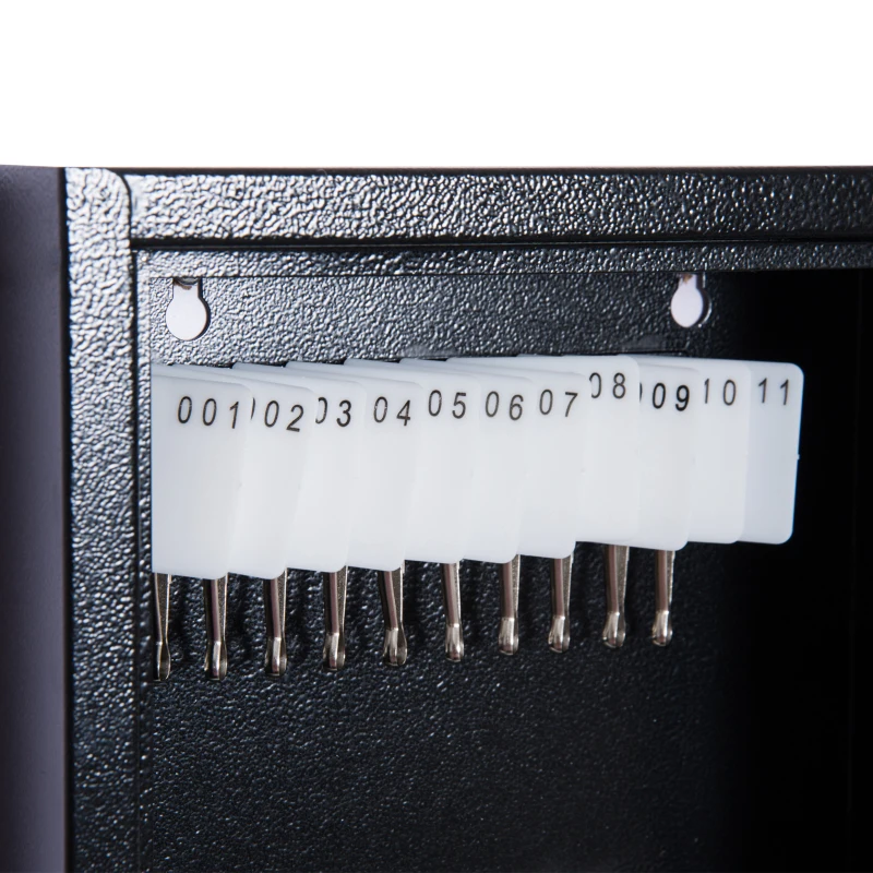 HOMCOM Lockable Steel Key Cabinet Wall Mounted w/ Key Tags Black