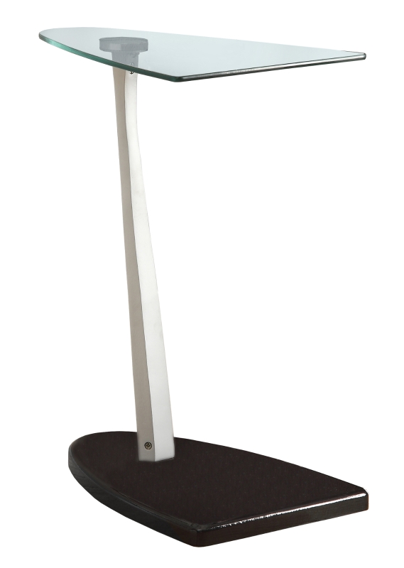 Monarch 24" Contemporary Tempered Glass Top Aluminum Arm Snack C-Shape Side Accent Table - Silver / Black Finish