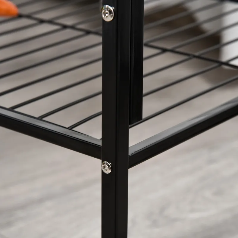 PawHut Two-Story Small Animal Cage Removable from Stand, Pet Habitat with Shelf & Wheels, 33" x 18.5" x 35", Charcoal Gray