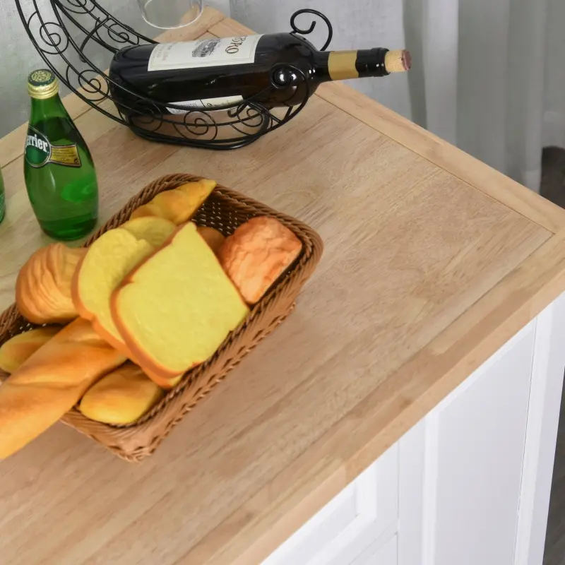 HomCom Rolling Kitchen Island Trolley Storage Cart with Drawers, Door Cabinet, Adjustable Shelves for Dining Room, White