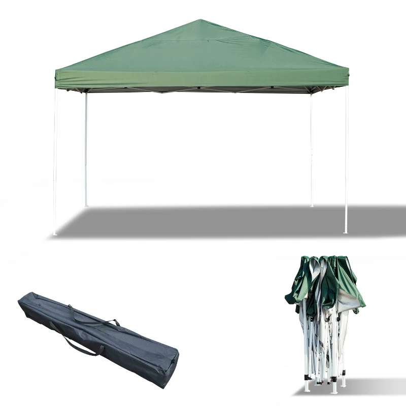 Outsunny 13x13ft Easy Pop up Tent Outdoor Sun Shelter with Carrying Bag Green