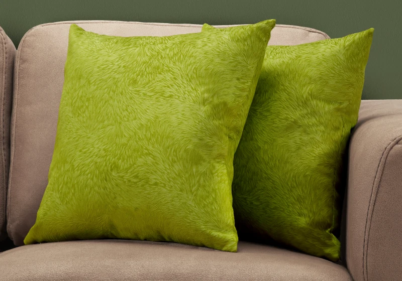 Monarch 18" x 18" Feathered Velvet Throw Pillow (Set of 2) - Lime Green