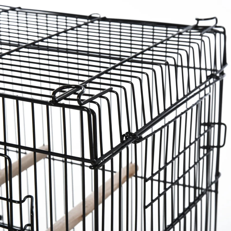 PawHut 23.5" x 11.75" x 13.9" Caged Bird Feeder Home with 4 Easy Access Doors, 6 Food Boxes, & 4 Relaxing Perch Poles