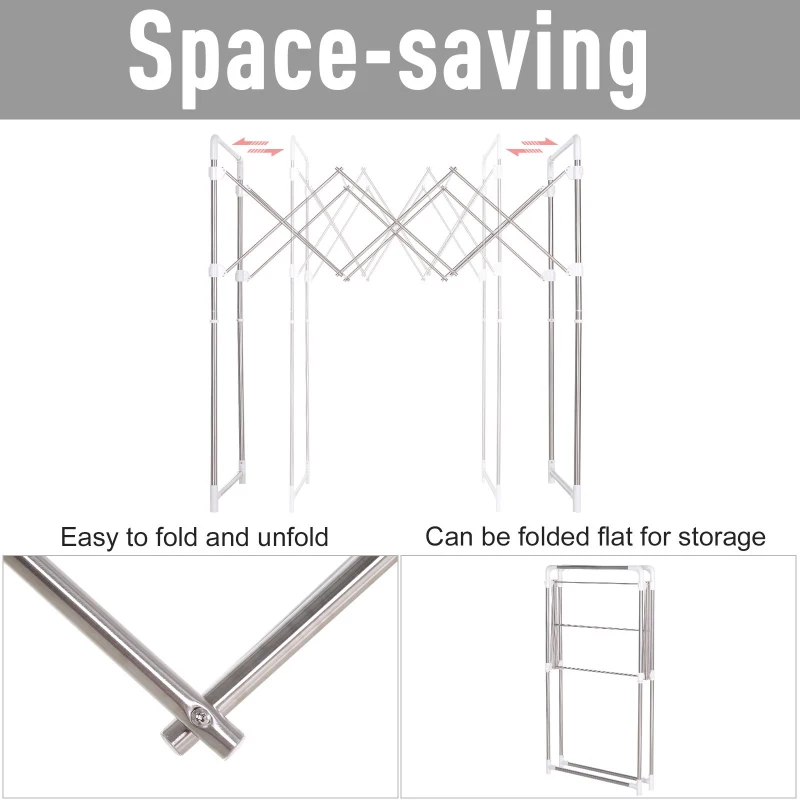 HOMCOM Multi-Purpose Garment Hanging Rack Foldable Laundry Drying Rack