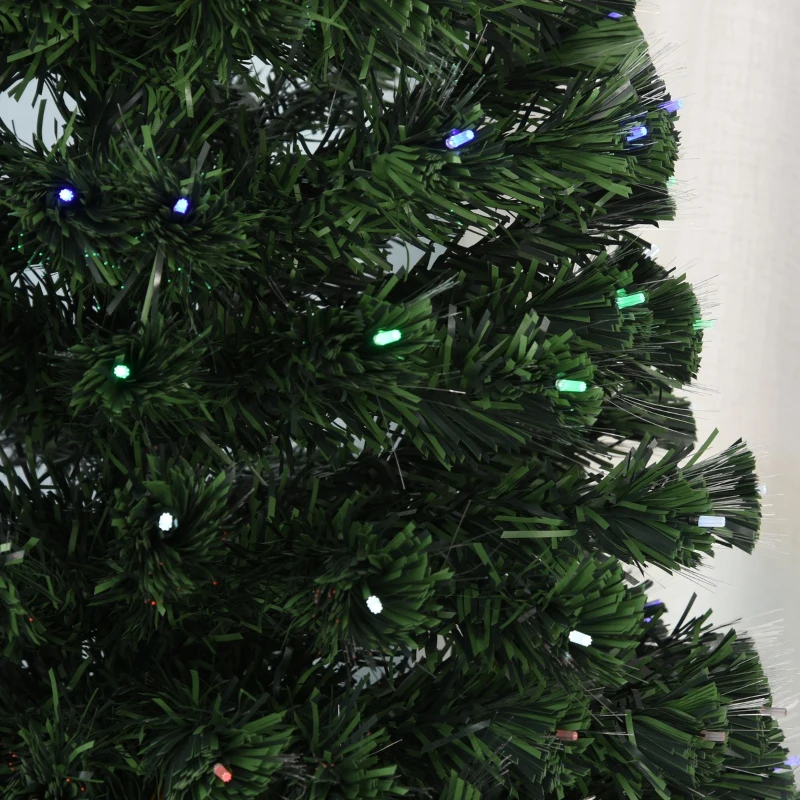 HOMCOM 7FT Pre-Lit Fiber Optic Arfiticial Christmas Tree with Star Tree Topper, Solid Metal Base, 280 Branch Tips, 6 Color LED Lights for Home and Holiday Decoration