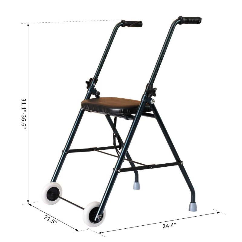HOMCOM Folding Adjustable Walker Rollator Healthcare Wheeled Mobility Walking Aid with Seat Aluminum Lightweight