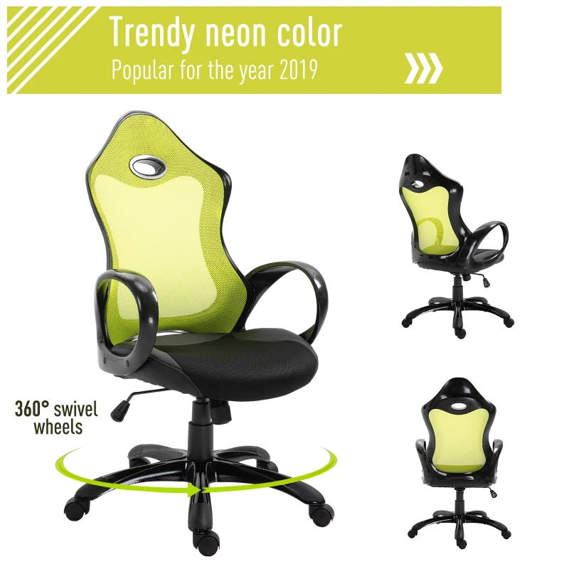 Vinsetto Executive Adjustable Office Chair Mid Back Rocking Office Chair with Wheels Neon Color