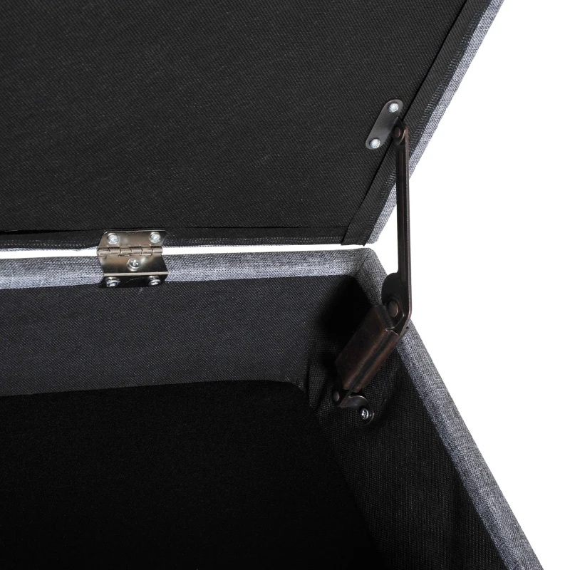 HOMCOM 32" Tufted Upholstered Storage Ottoman Bench X Leg Bed Bench with Organizer Padded Piano Keyboard Seat Grey