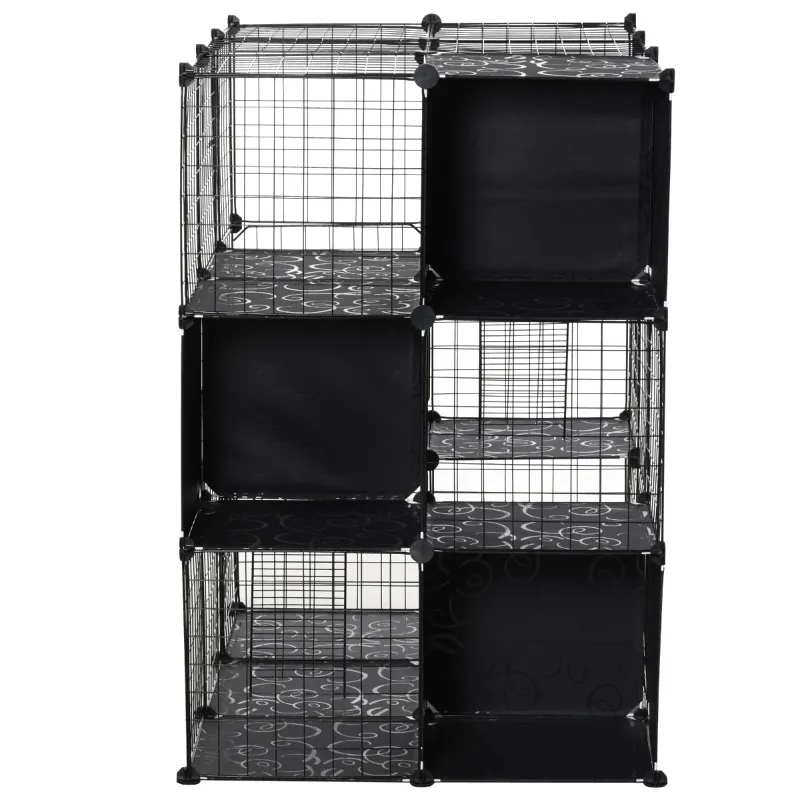 PawHut Pet Playpen with Door Storage Shelf for Kittens Chinchillas and Pet Minks
