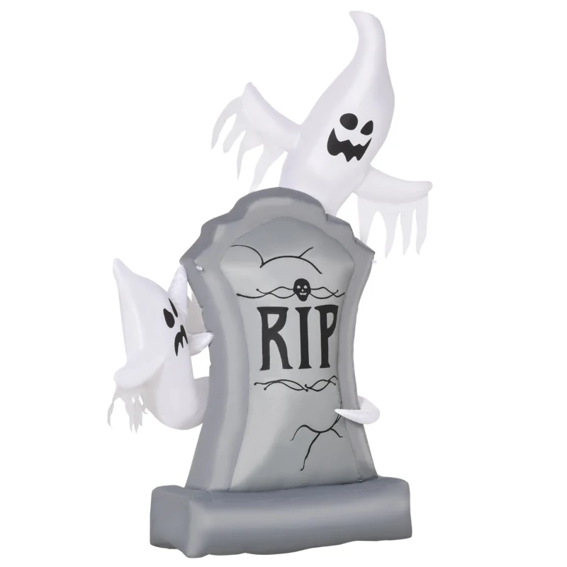HOMCOM 5.1 ft Inflatable Ghosts with Tombstone, Halloween Outdoor LED Light Yard Display, Waterproof