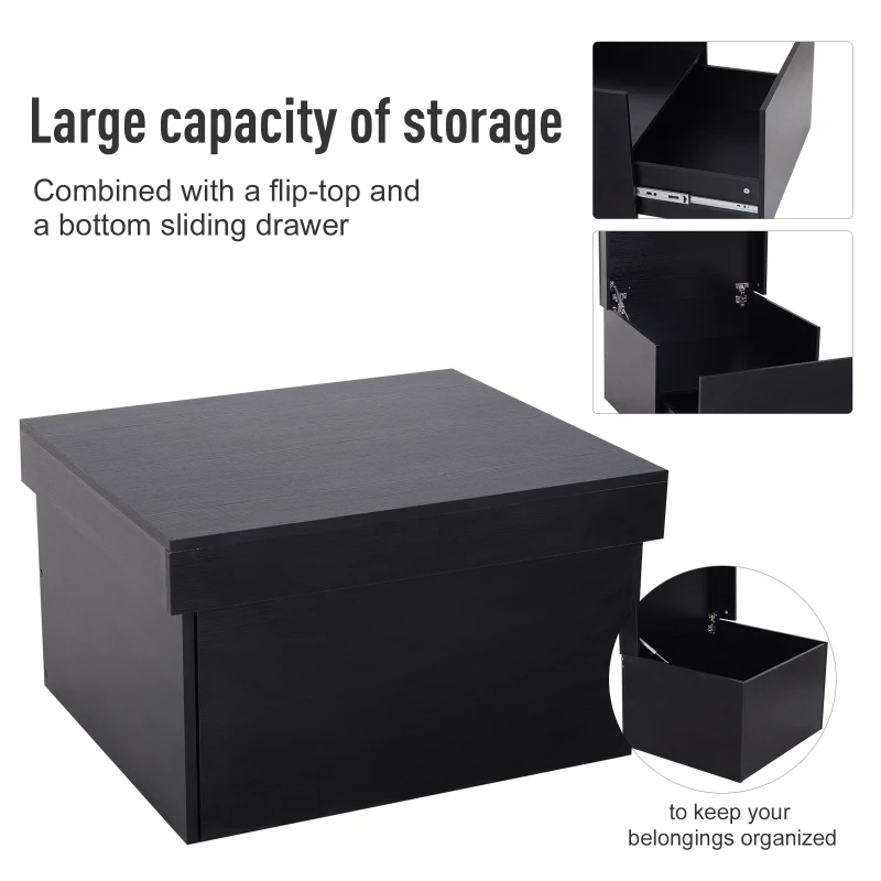 HOMCOM Ample Capacity Shoe Cabinet Box Bench w/ Drawers Particleboard Black