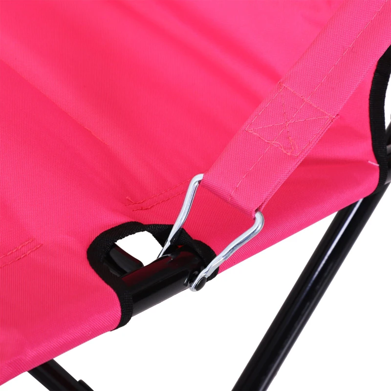 Outsunny Beach Chair Portable Ergonomic w/ Armrest Pink