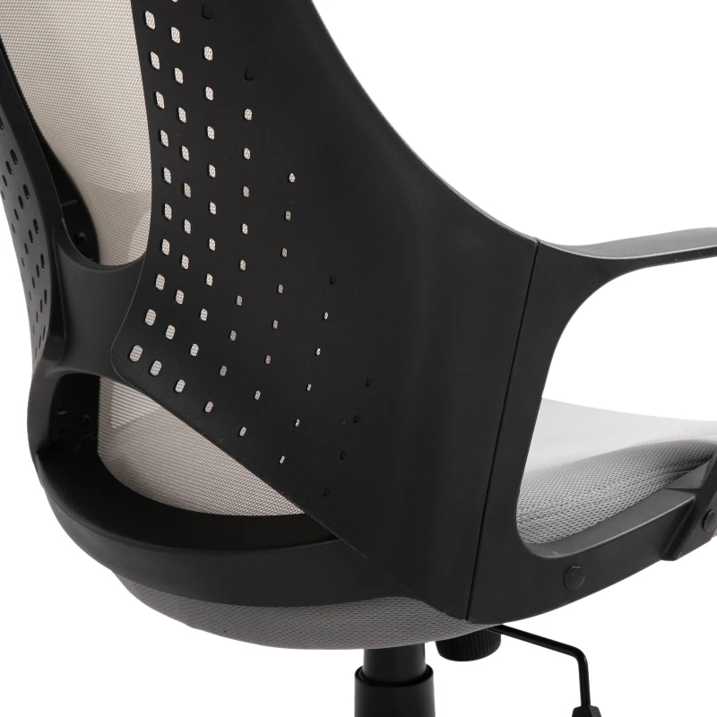 Vinsetto Office Computer Chair Mesh High Back Lumbar Support Adjustable Height Padded Linen Swivel Castor Wheels Grey