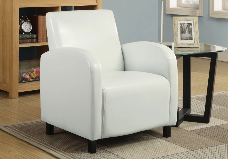 Monarch Upholstered Square Seat High Back Leather-Look Accent Arm Chair - White