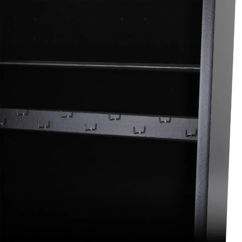 HOMCOM Mirrored Jewellery Cabinet Armoire Stand Organizer for Rings Earrings Bracelets Lockable Black