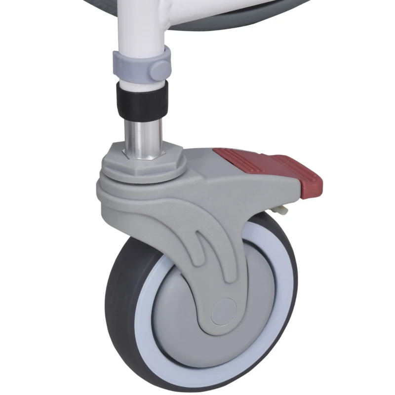 HOMCOM Rolling Shower Wheelchair Bath Toilet Commode Bariatric with Wheels, Detachable Bucket & Shower-Proof Design, 17" Seat Width, Black