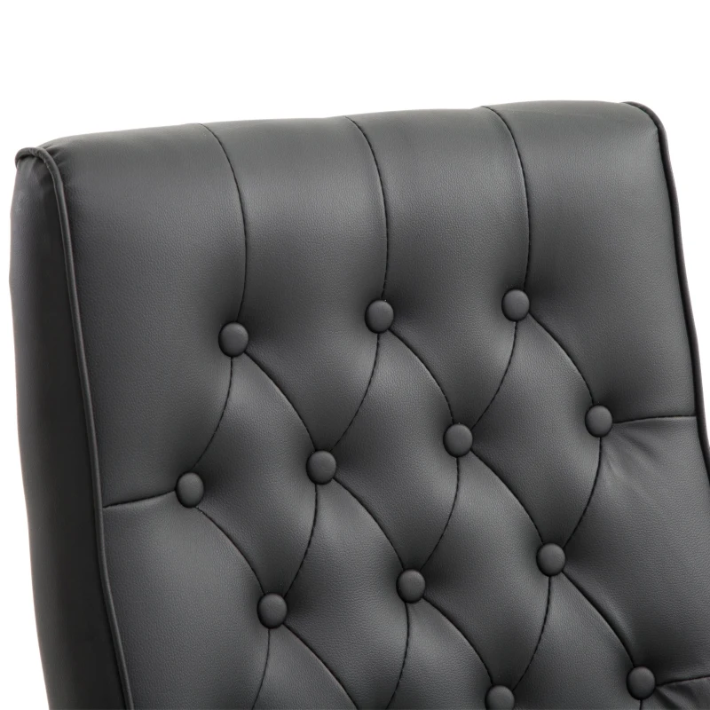 Vinsetto High Back Faux Leather Office Chair with Button Tufted Design, Executive Computer Desk Chair with Solid Wood Feet and Arms, Black