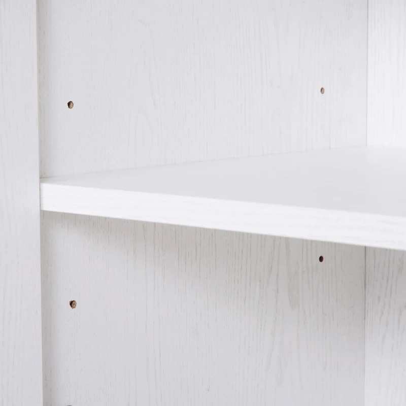 HOMCOM Microwaves Cart on Wheels with Storage Shelf and Cabinet White Oak Grain Color