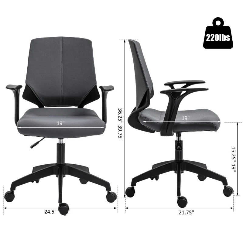 Vinsetto Ergonomic Home Office Chair 360° Swivel Height Adjustable Task Seat