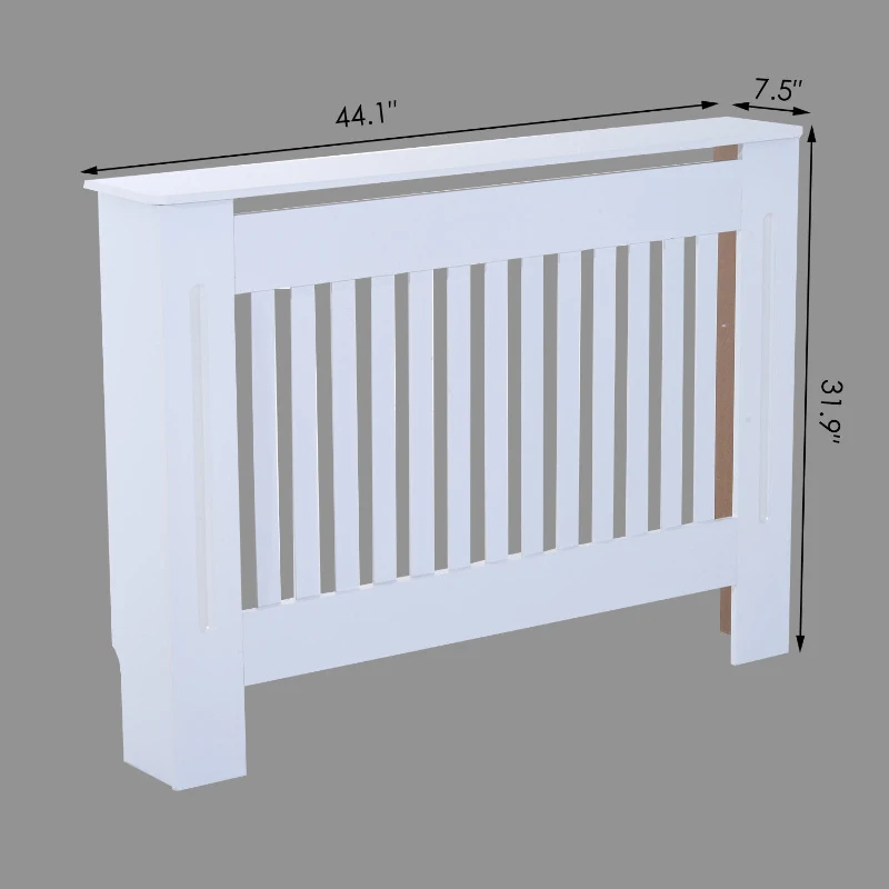 HOMCOM 44" Radiator Cover Painted Slatted MDF Cabinet Lined Grill White