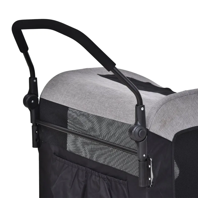 PawHut Foldable Dog Stroller with Storage Pocket, Oxford Fabric for Medium Size Dogs - Grey