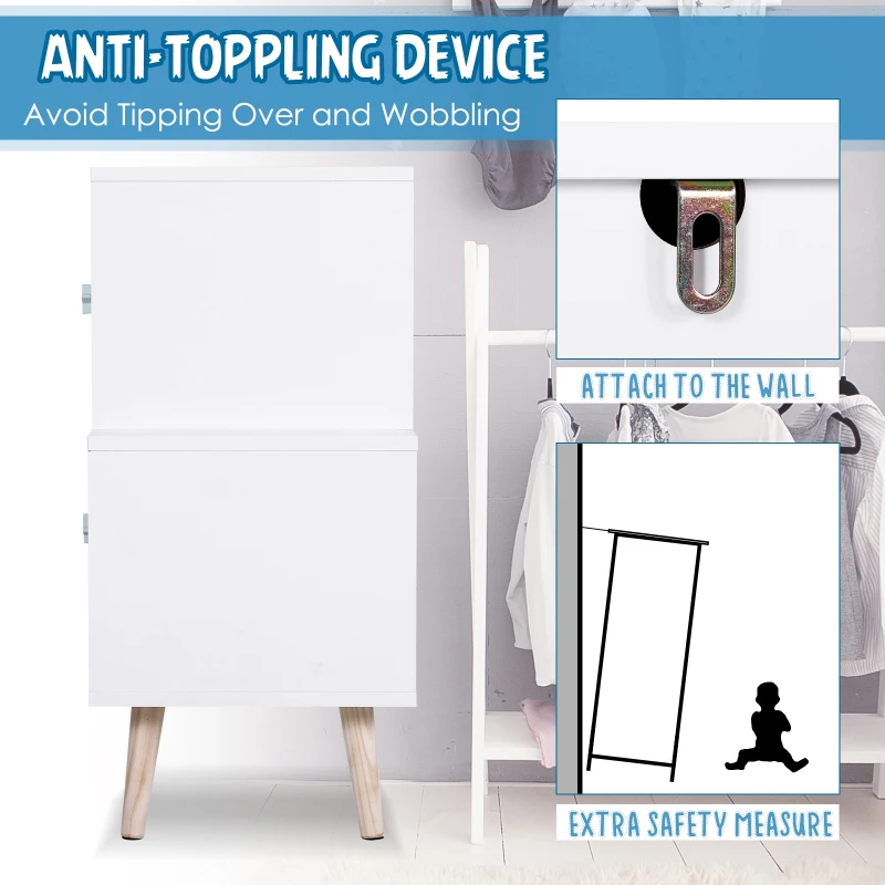 HOMCOM Kids Cabinet Bedroom Storage Organization Unit Bedroom Blue