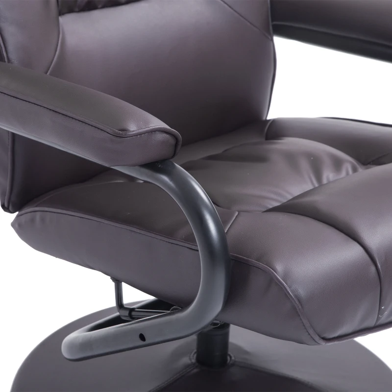 HomCom Ergonomic Faux Leather Lounge Armchair Recliner And Ottoman Set - Dark Brown
