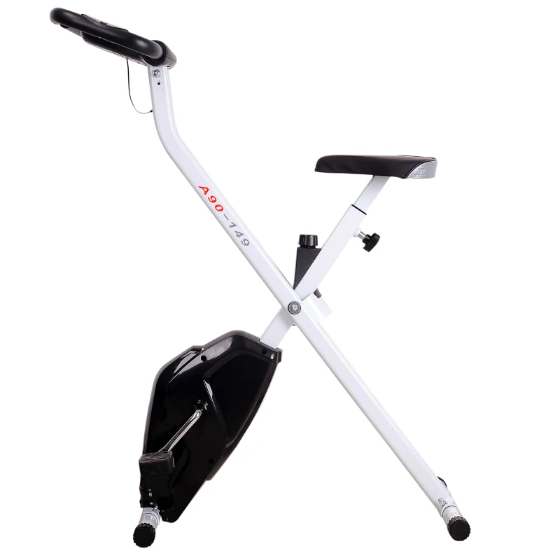 Soozier Folding Exercise Bike LCD Monitor Home Gym Exercise Adjustable Tension Padded Seat Heart Rate Monitor Pulse Sensor