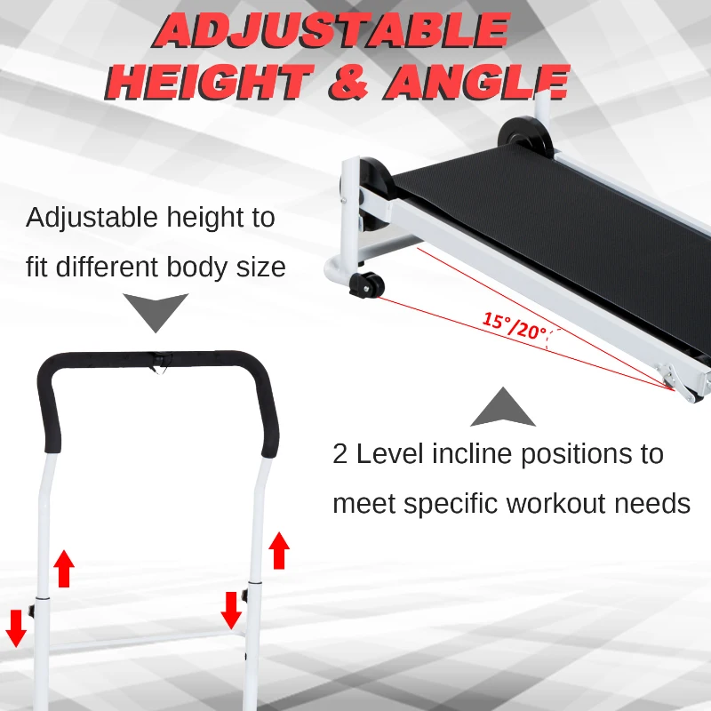 Soozier Foldable Manual Walking Treadmill Health Fitness Equipment Cardio Workout Machine w/ Wheels Home Gym